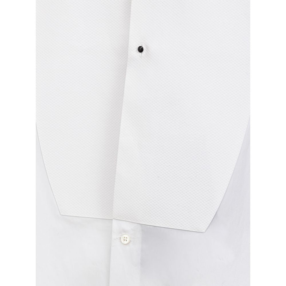 Dolce & Gabbana White Cotton Tuxedo Shirt