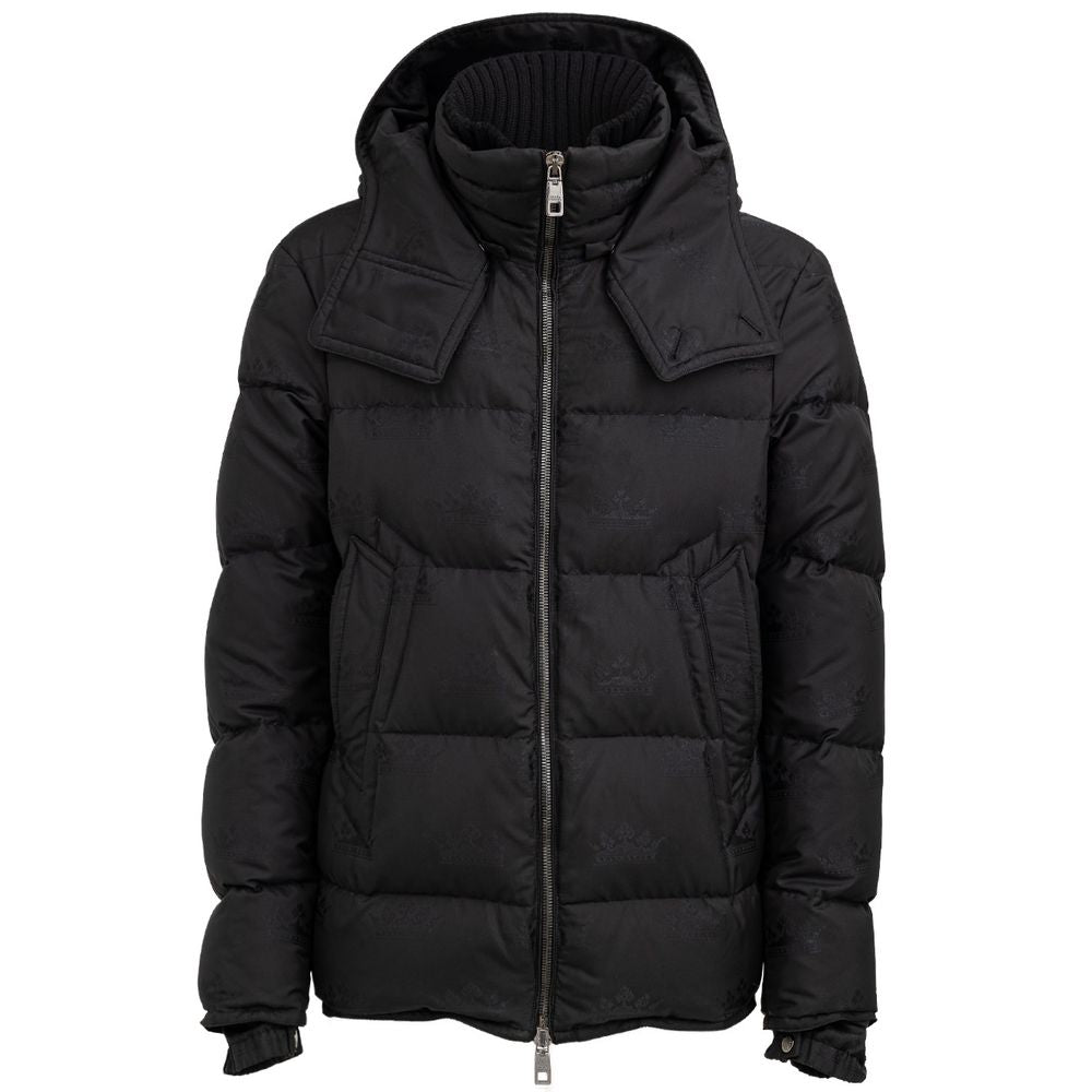 Dolce & Gabbana Black Hooded Puffer Jacket for Men