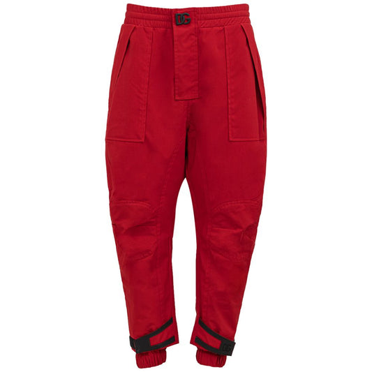 Dolce & Gabbana Red Polyamide Athletic Cargo Pants