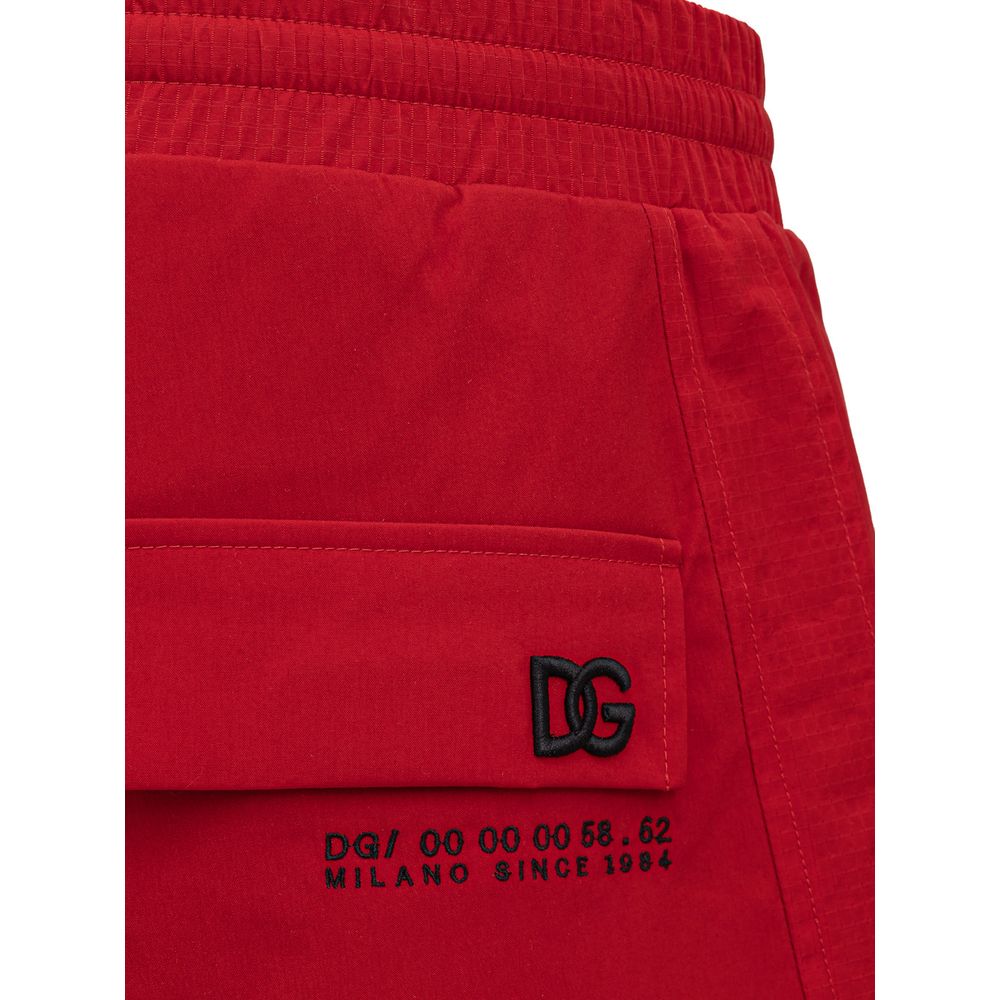 Dolce & Gabbana Red Polyamide Athletic Cargo Pants