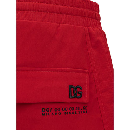 Dolce & Gabbana Red Polyamide Athletic Cargo Pants
