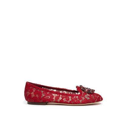 Dolce & Gabbana Red Viscose Ballet Flats - Vally Lace Elegance