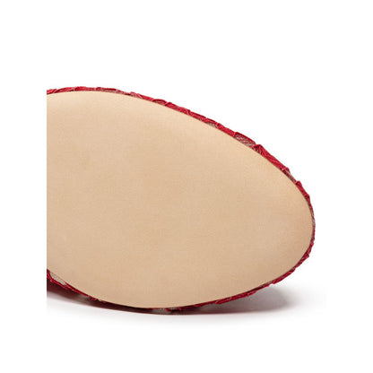 Dolce & Gabbana Red Viscose Ballet Flats - Vally Lace Elegance