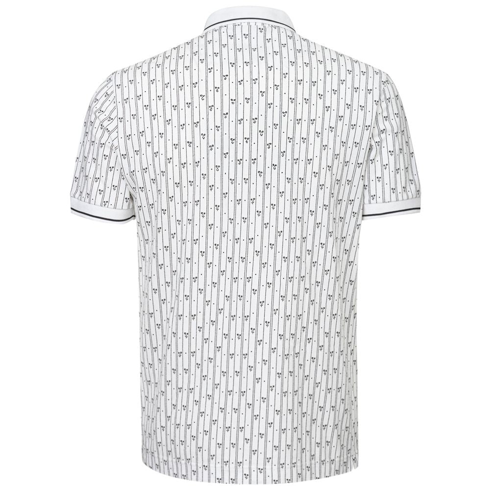Dolce & Gabbana White Cotton Polo Shirt with Allover Print