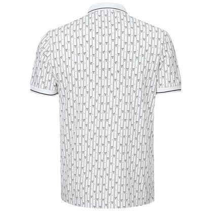 Dolce & Gabbana White Cotton Polo Shirt with Allover Print