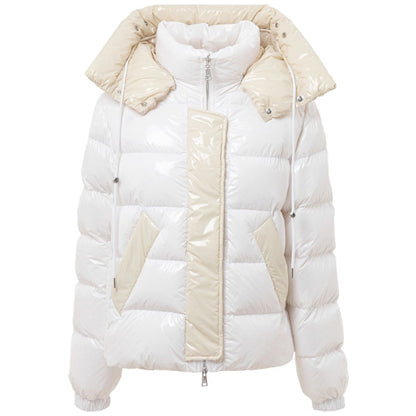 Add White Hooded Puffer Jacket for Women