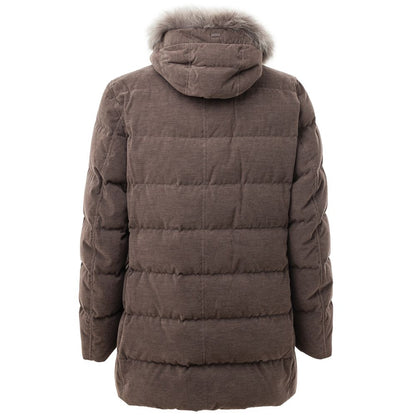 Herno Brown Cotton Hooded Jacket