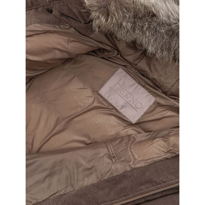 Herno Brown Cotton Hooded Jacket