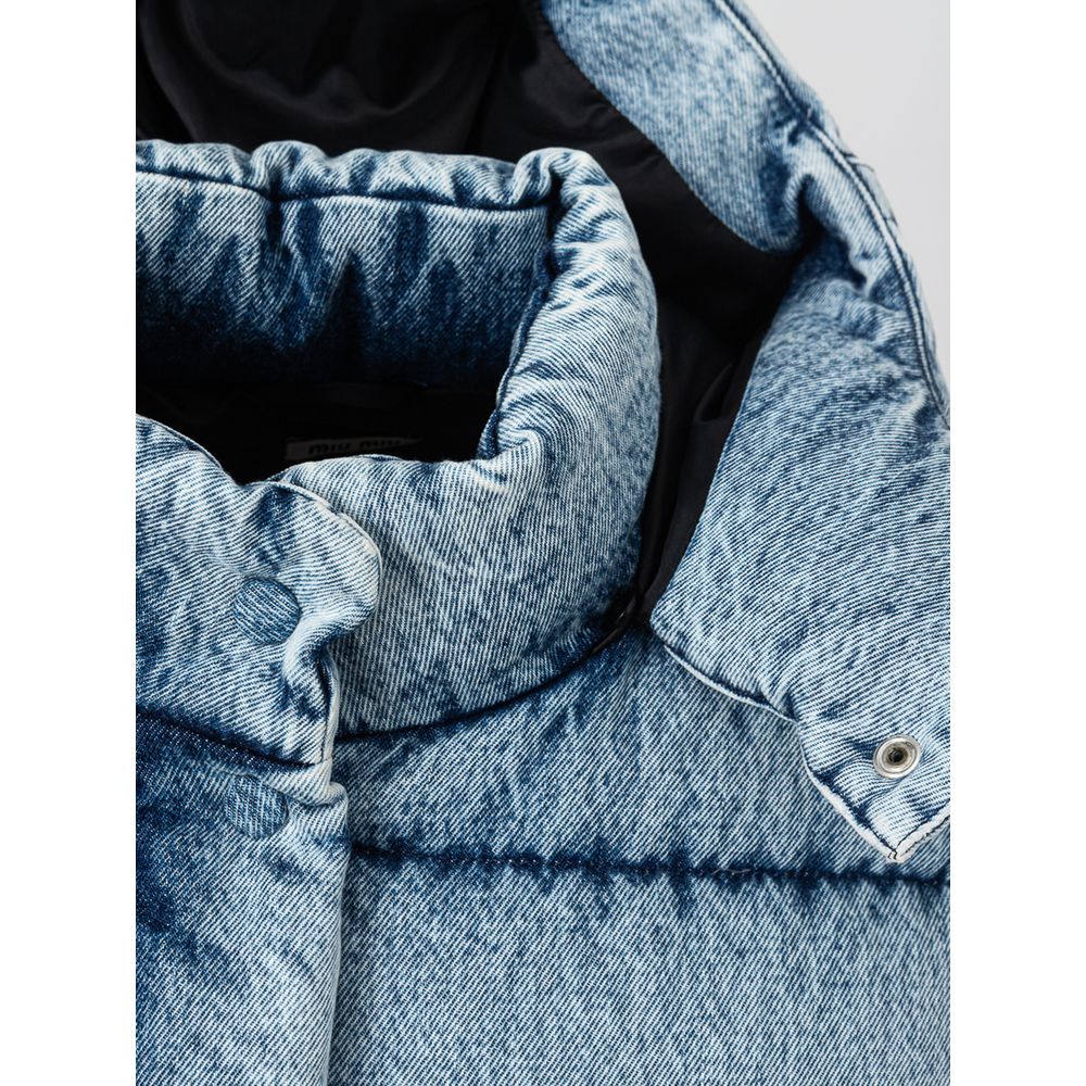 Miu Miu Blue Hooded Puffer Jacket