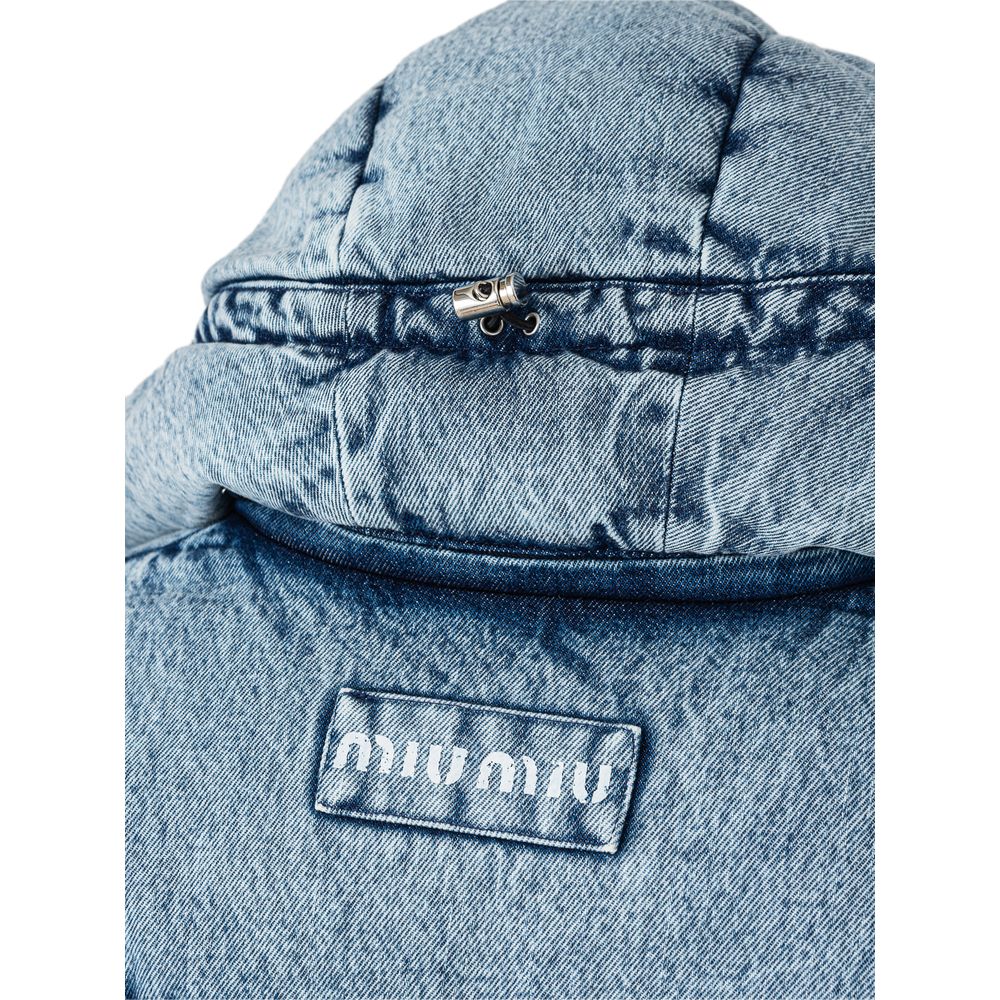 Miu Miu Blue Hooded Puffer Jacket