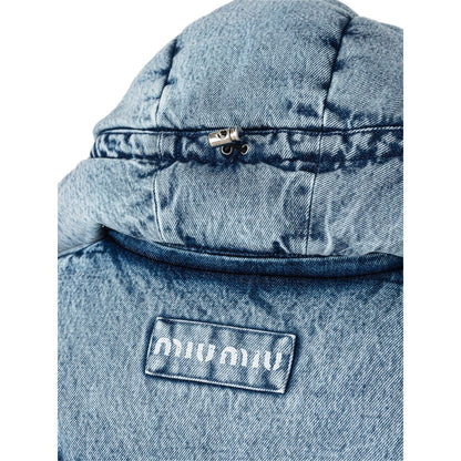 Miu Miu Blue Hooded Puffer Jacket