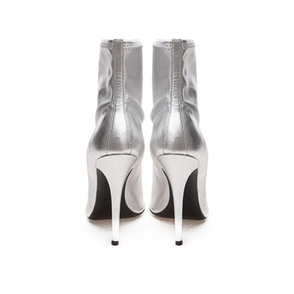 Giuseppe Zanotti Gray Leather Open Toe Ankle Boots