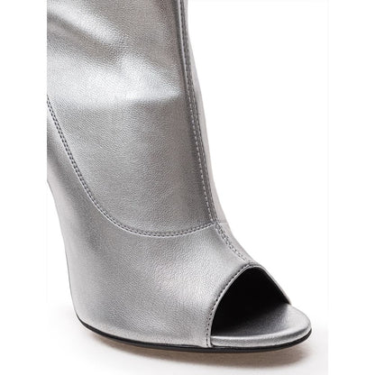 Giuseppe Zanotti Gray Leather Open Toe Ankle Boots