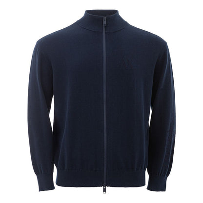 Armani Exchange Blue Cotton Zip-Up Sweater