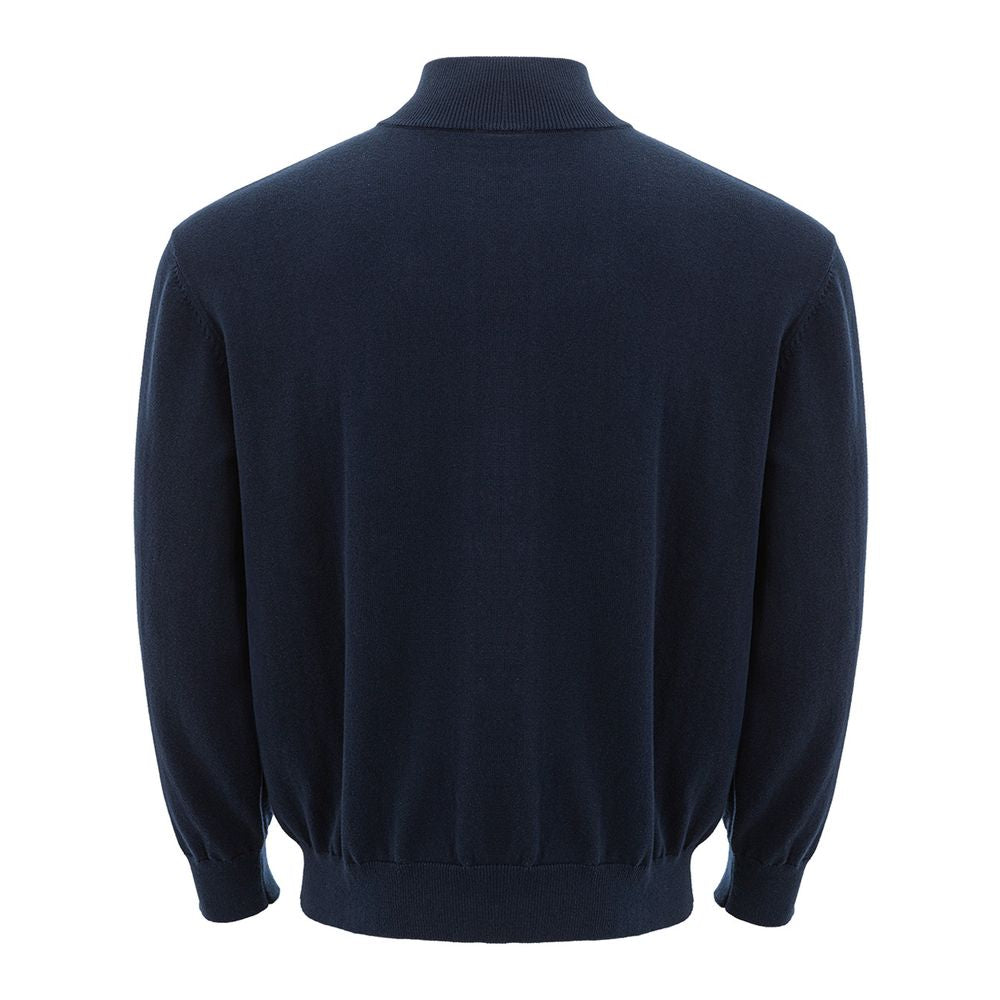 Armani Exchange Blue Cotton Zip-Up Sweater