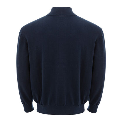 Armani Exchange Blue Cotton Zip-Up Sweater