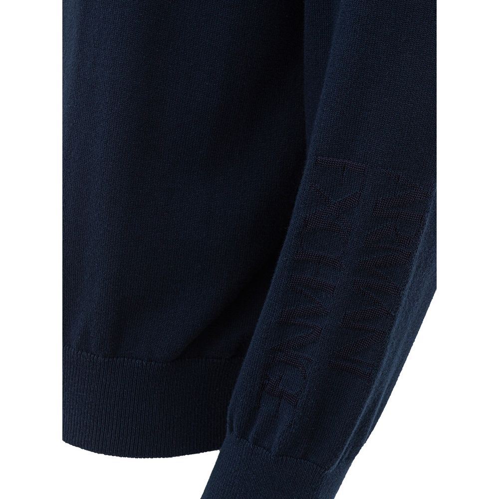 Armani Exchange Blue Cotton Zip-Up Sweater
