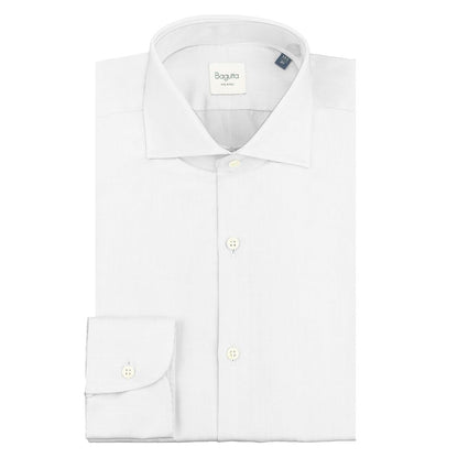 Bagutta White Cotton Shirt - Slim Fit Elegance for Warm Weather