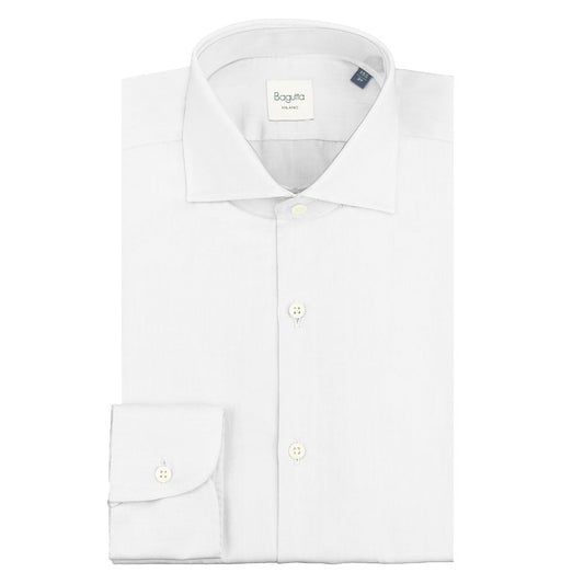 Bagutta White Cotton Shirt - Slim Fit Elegance for Warm Weather