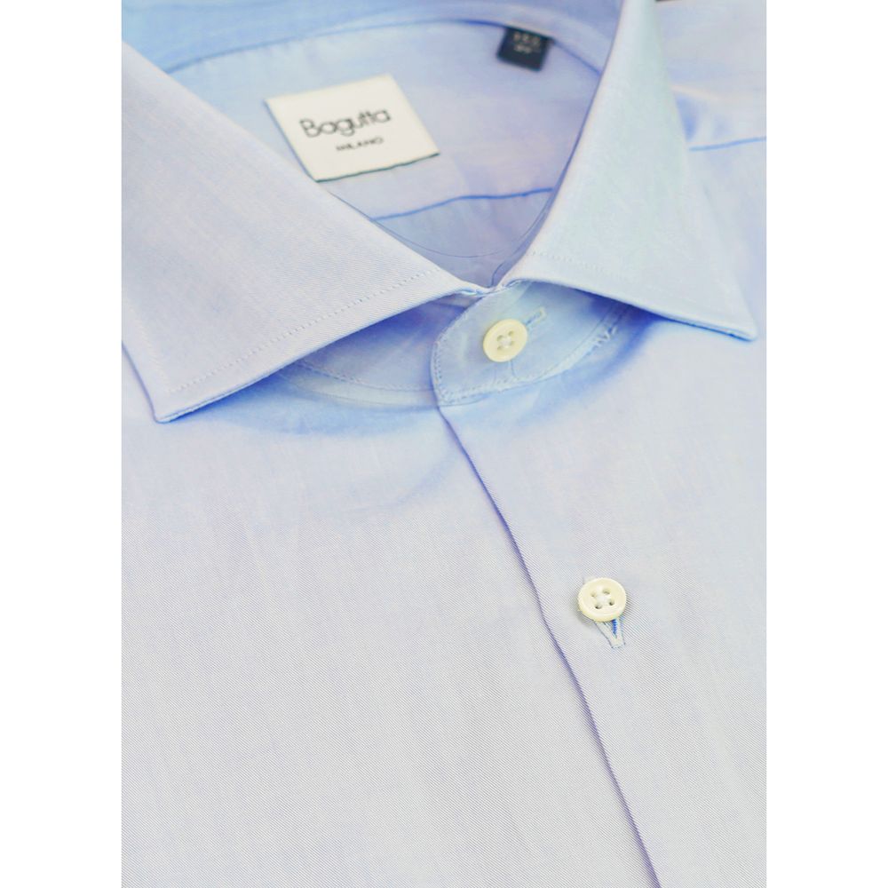 Bagutta Light Blue Cotton Shirt - Slim Fit Elegance for Warm Days