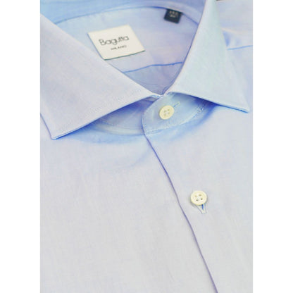 Bagutta Light Blue Cotton Shirt - Slim Fit Elegance for Warm Days