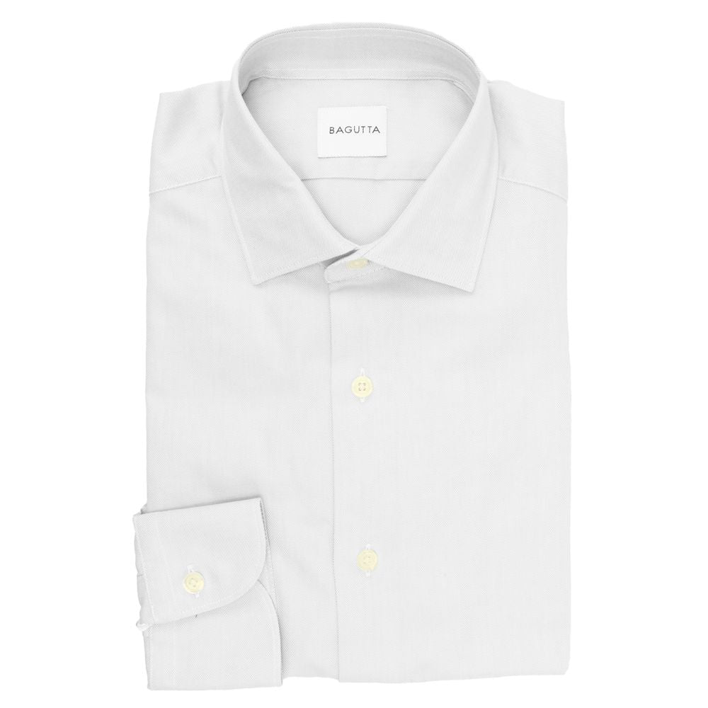 Bagutta White Cotton Shirt - Slim Fit Excellence for Warm Weather