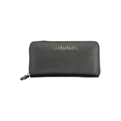 Valentino Bags Black Faux Leather Wallet with Zip Closure