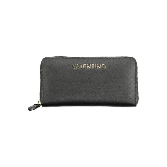 Valentino Bags Black Faux Leather Wallet with Zip Closure