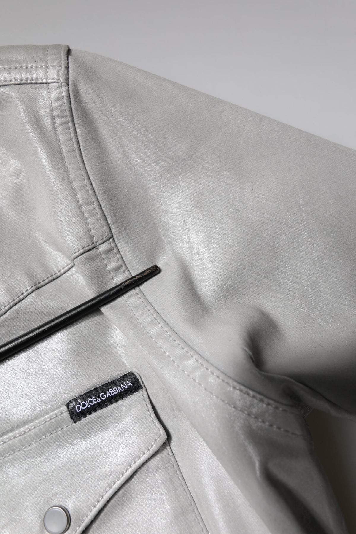 Dolce & Gabbana Metallic Gray Cotton Button Down Shirt