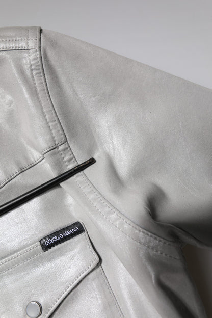 Dolce & Gabbana Metallic Gray Cotton Button Down Shirt