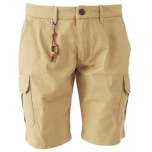 YES ZEE Beige Cotton Cargo Bermuda Shorts