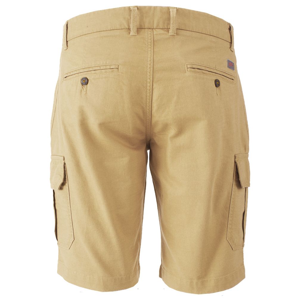YES ZEE Beige Cotton Cargo Bermuda Shorts