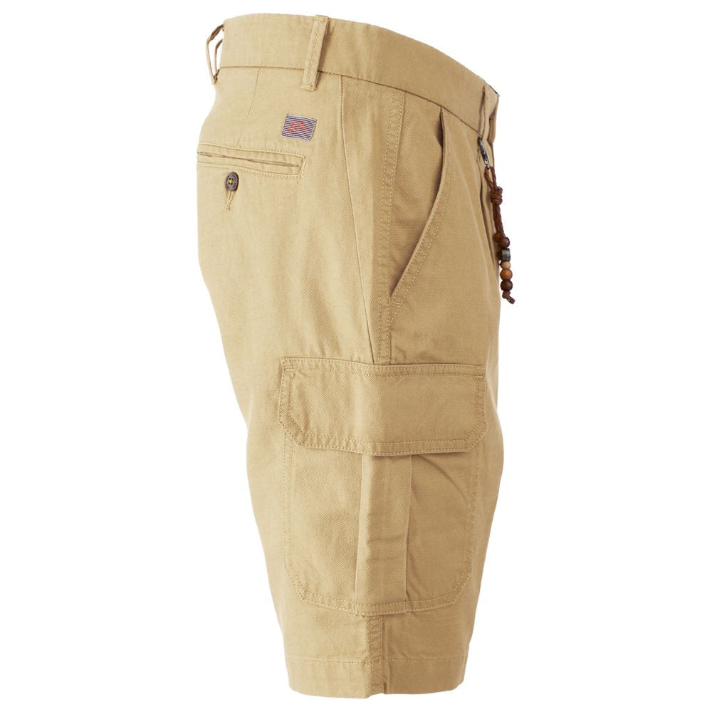 YES ZEE Beige Cotton Cargo Bermuda Shorts