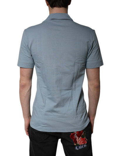 Dolce & Gabbana Light Blue Cotton Button Down Casual Polo Shirt