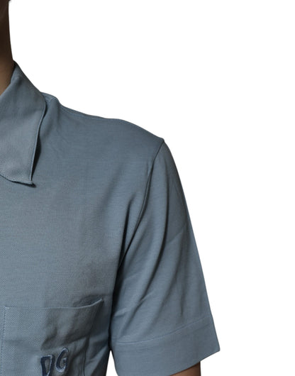 Dolce & Gabbana Light Blue Cotton Button Down Casual Polo Shirt