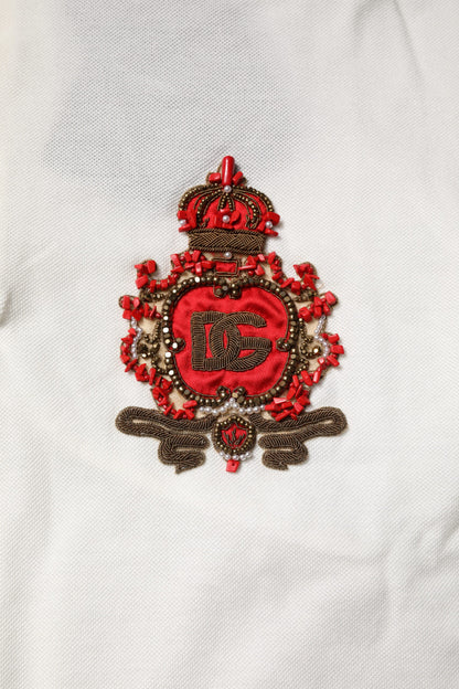 Dolce & Gabbana White Cotton Logo Collared Polo Men T-shirt