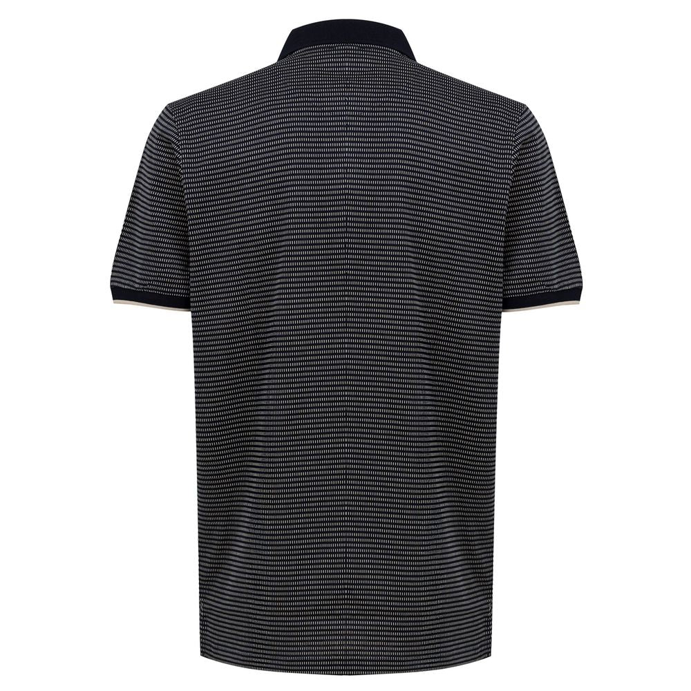 Dunhill Blue Cotton Polo Shirt - Jacquard Print Navy Blue