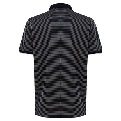 Dunhill Blue Cotton Polo Shirt - Jacquard Print Navy Blue