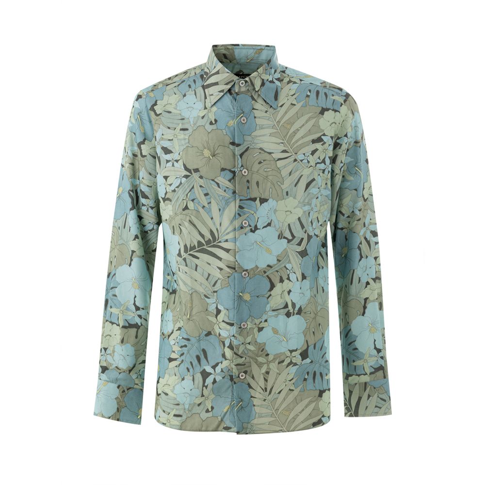Tom Ford Light Blue Lyocell Floral Print Shirt