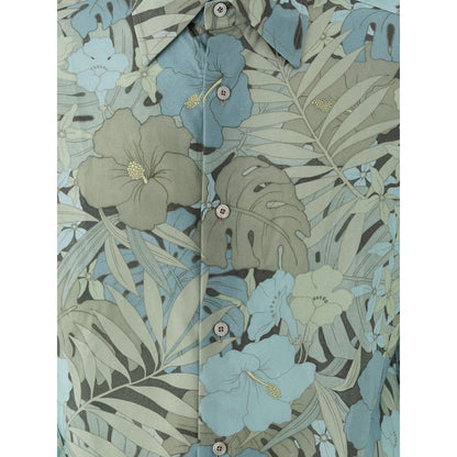 Tom Ford Light Blue Lyocell Floral Print Shirt
