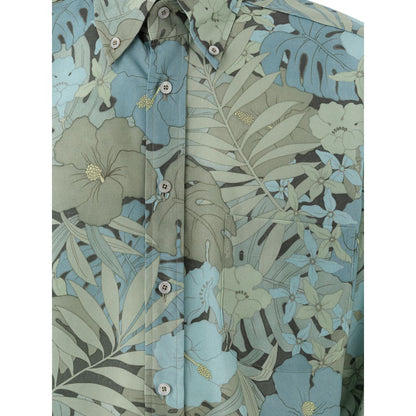 Tom Ford Light Blue Lyocell Shirt - Floral Print Elegance
