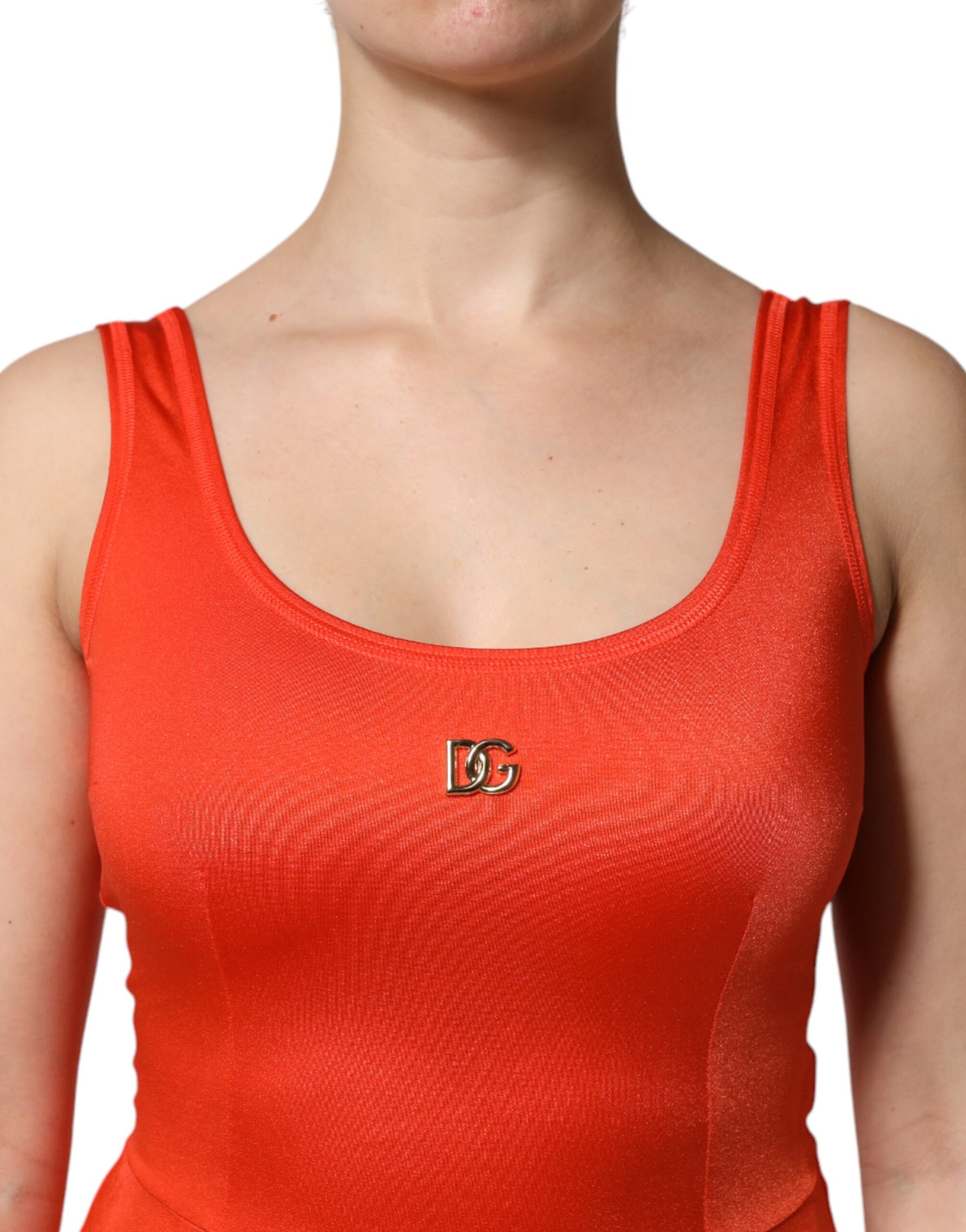 Dolce & Gabbana Orange Sleeveless Bodycon Jumpsuit