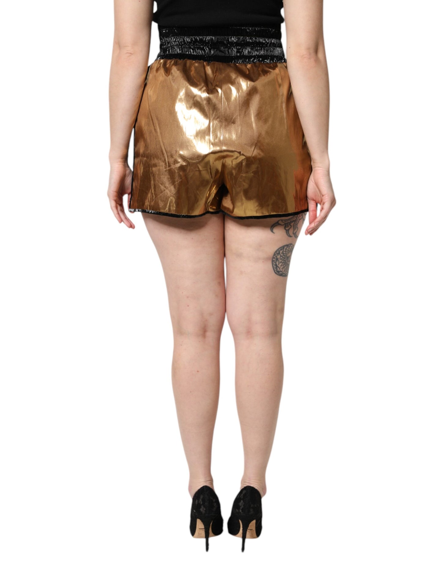 Dolce & Gabbana Metallic Gold High Waist Women's Hotpants