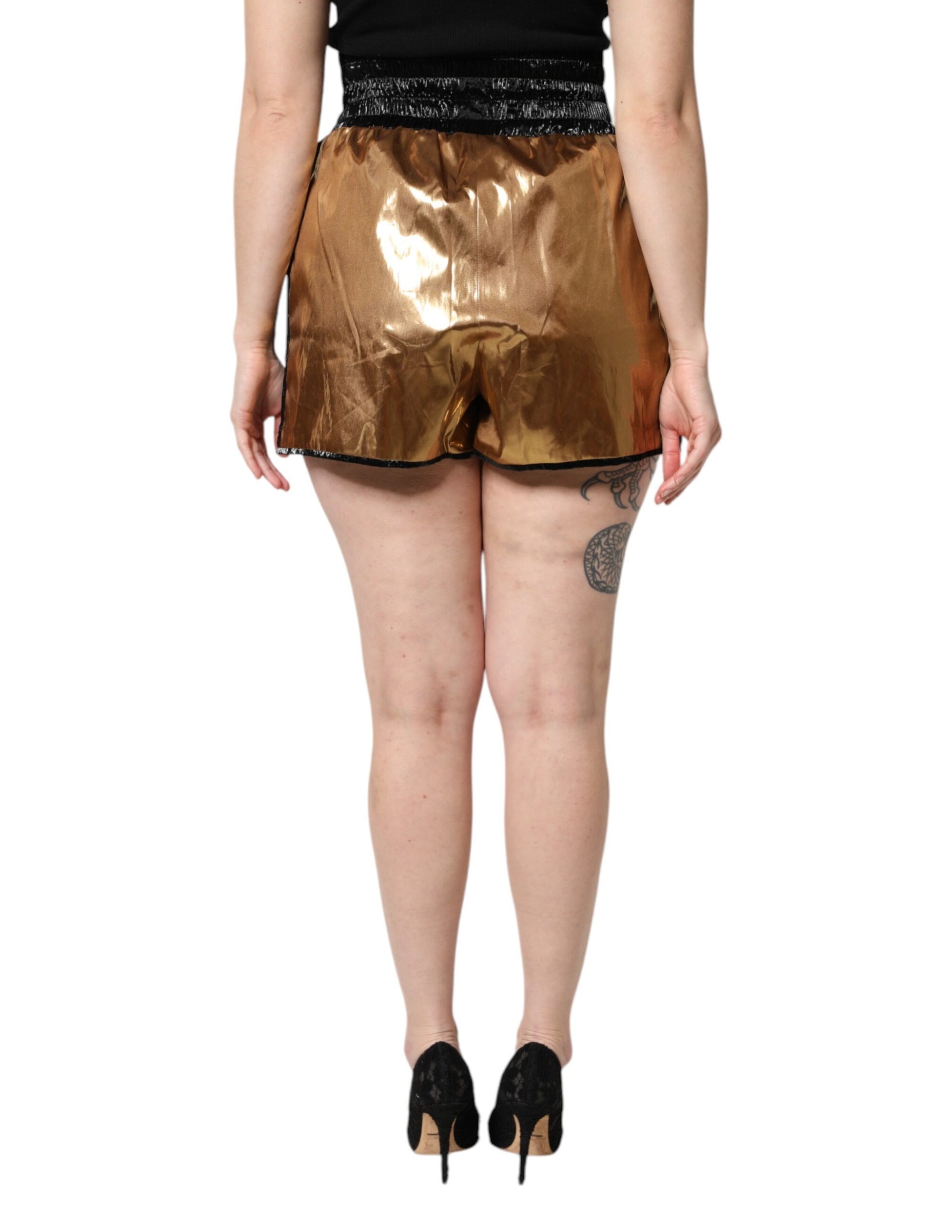 Dolce & Gabbana Metallic Gold High Waist Women's Hotpants