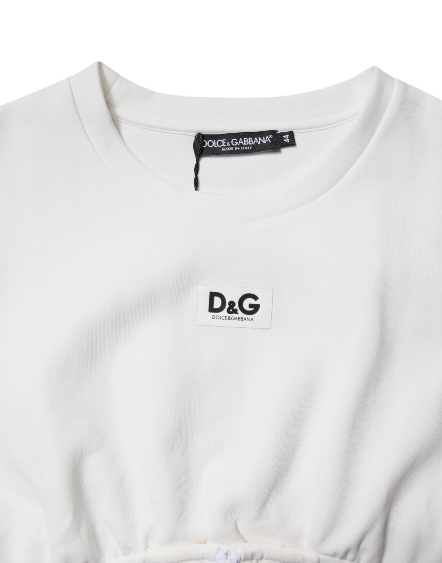 Dolce & Gabbana White Cotton Blend 3/4 Sleeves Blouse Top