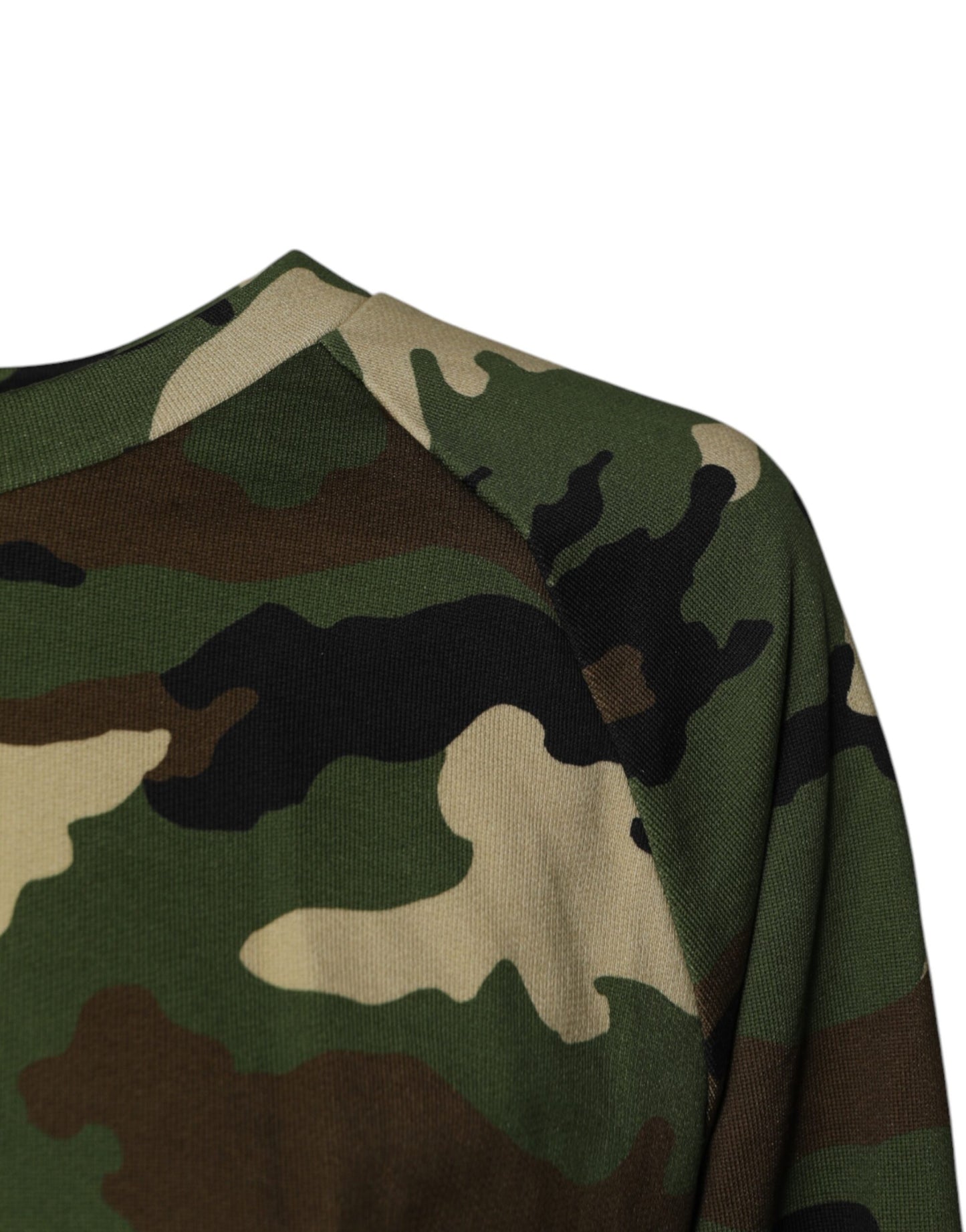 Dolce & Gabbana Green Army Camouflage Cropped Sweatshirt Jumper