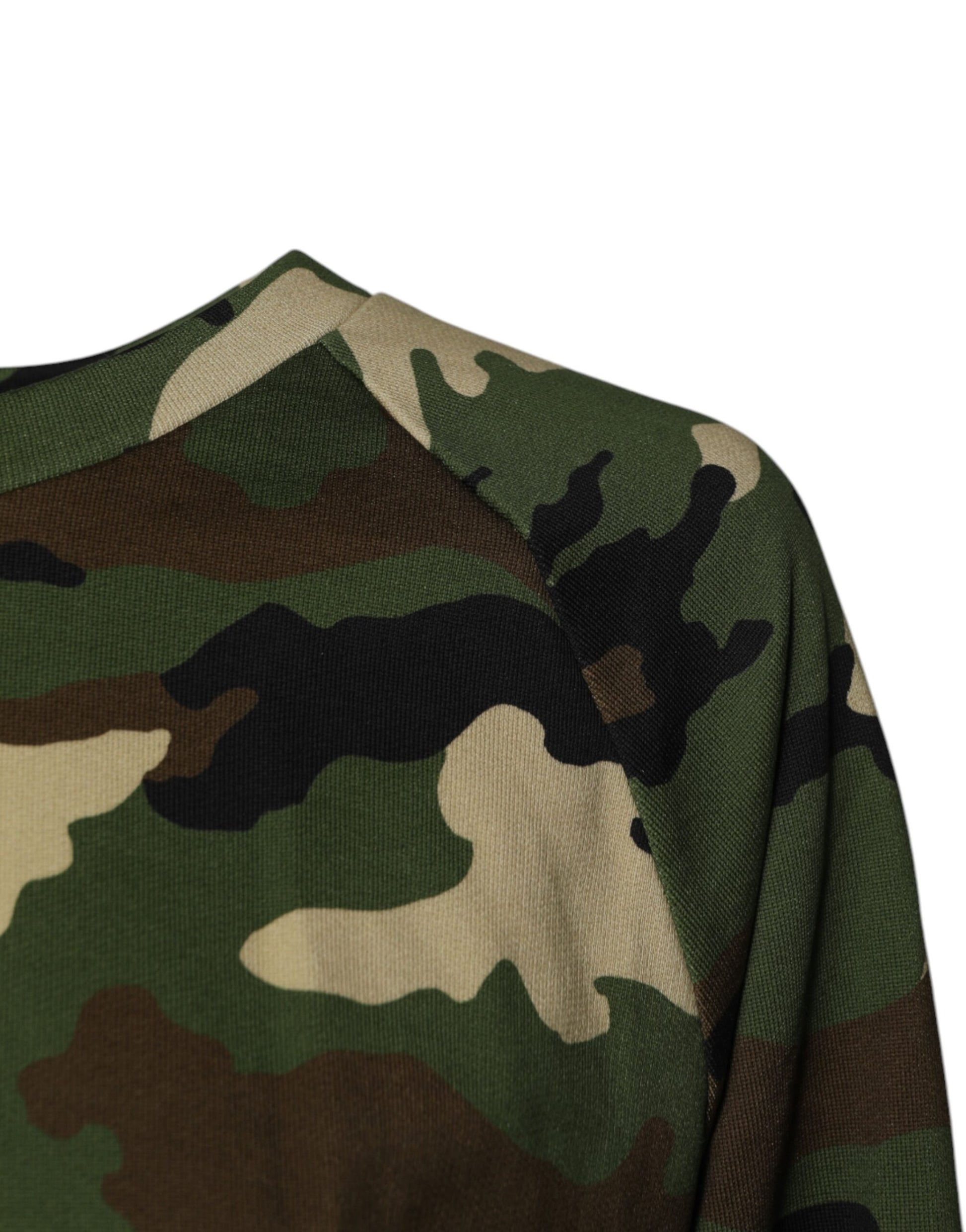 Dolce & Gabbana Green Army Camouflage Cropped Sweatshirt Jumper
