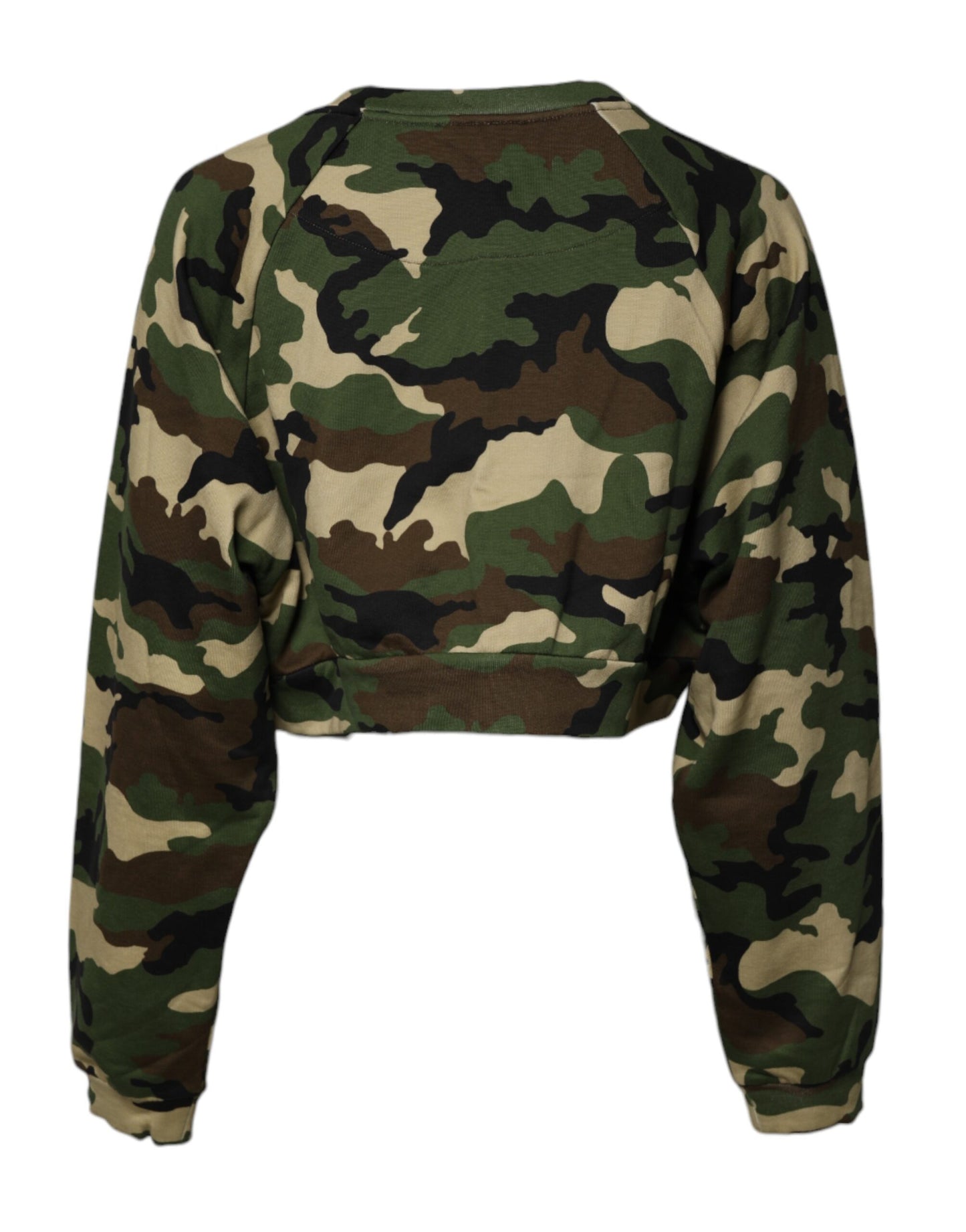 Dolce & Gabbana Green Army Camouflage Cropped Sweatshirt Jumper