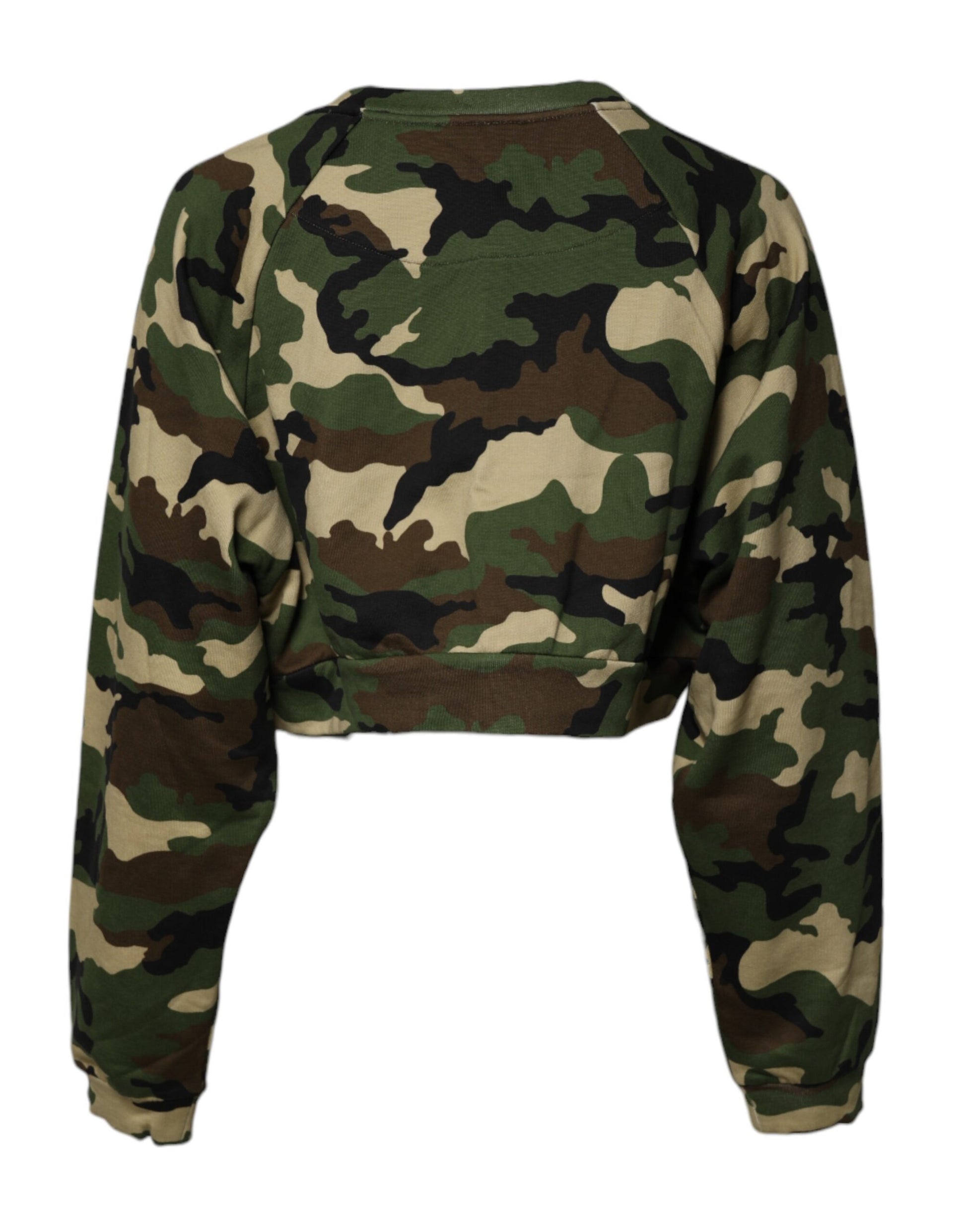 Dolce & Gabbana Green Army Camouflage Cropped Sweatshirt Jumper