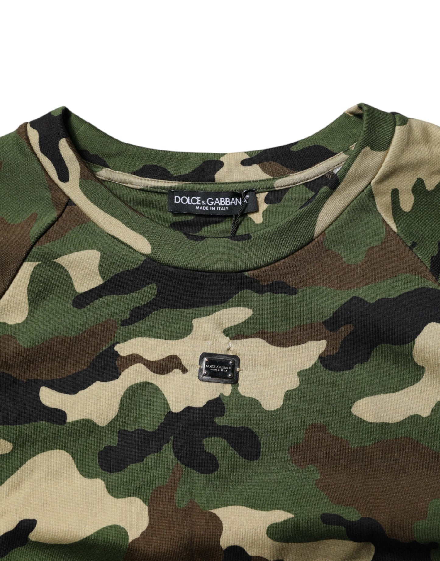 Dolce & Gabbana Green Army Camouflage Cropped Sweatshirt Jumper